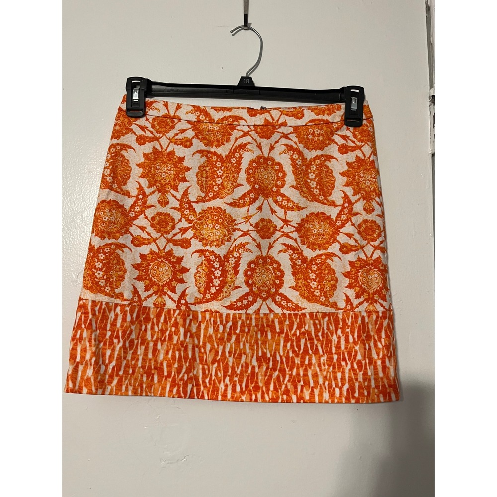 Michael Michael Kors‎ Orange Floral Paisley Cotton Mini Skirt Size 2 Summer Boho